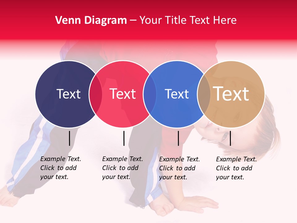 A Cute Four Year Old Boy Wearing Red And Blue Bending Over To Touch His Right Toes. PowerPoint Template