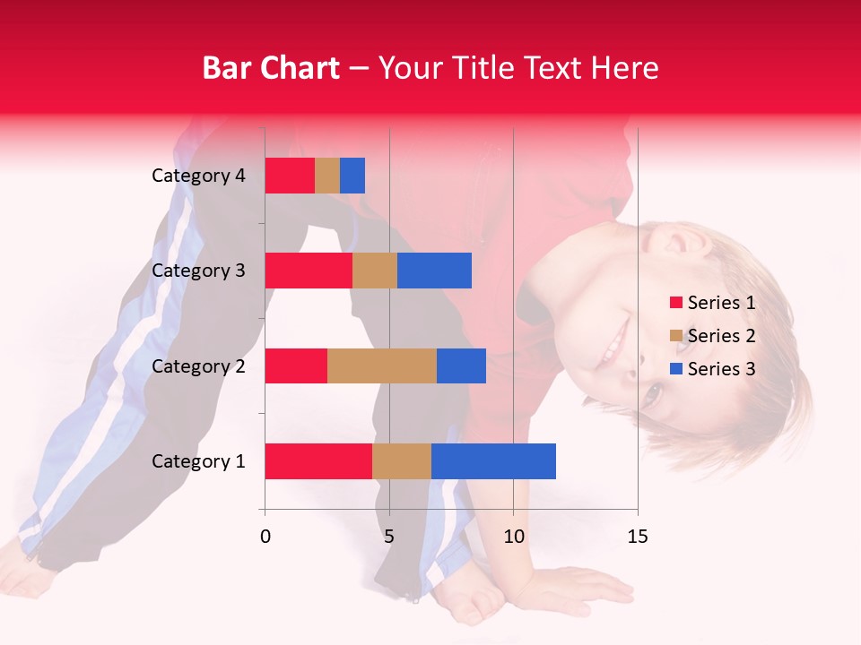 A Cute Four Year Old Boy Wearing Red And Blue Bending Over To Touch His Right Toes. PowerPoint Template