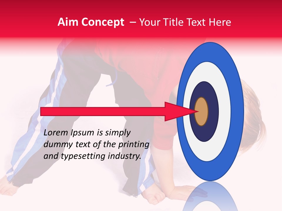 A Cute Four Year Old Boy Wearing Red And Blue Bending Over To Touch His Right Toes. PowerPoint Template