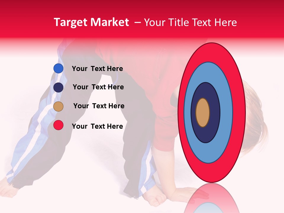 A Cute Four Year Old Boy Wearing Red And Blue Bending Over To Touch His Right Toes. PowerPoint Template