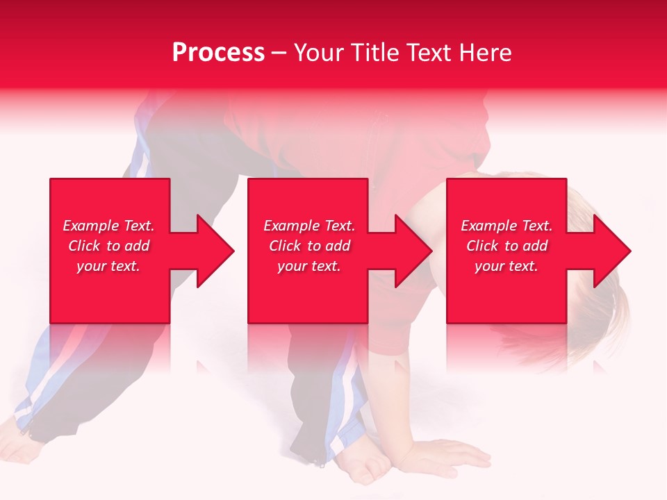 A Cute Four Year Old Boy Wearing Red And Blue Bending Over To Touch His Right Toes. PowerPoint Template