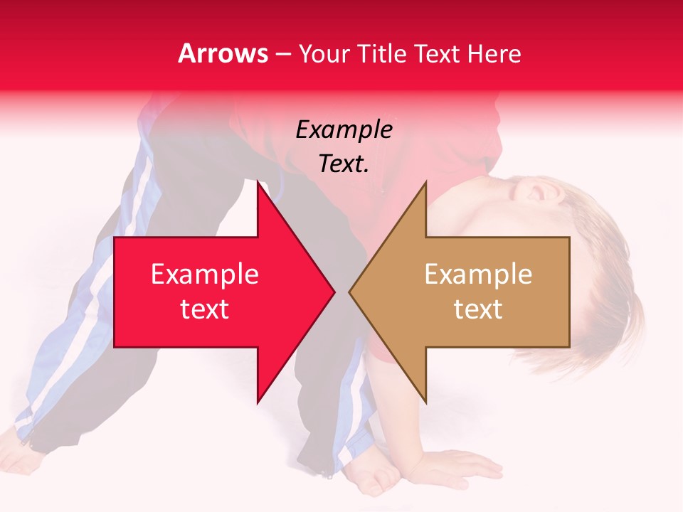 A Cute Four Year Old Boy Wearing Red And Blue Bending Over To Touch His Right Toes. PowerPoint Template