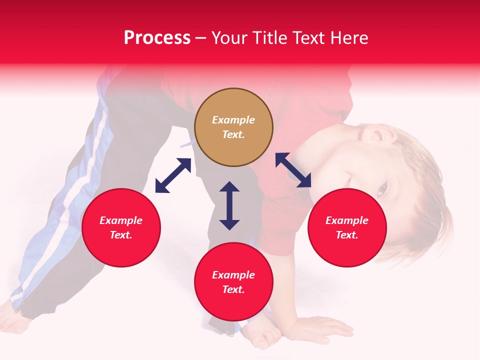A Cute Four Year Old Boy Wearing Red And Blue Bending Over To Touch His Right Toes. PowerPoint Template
