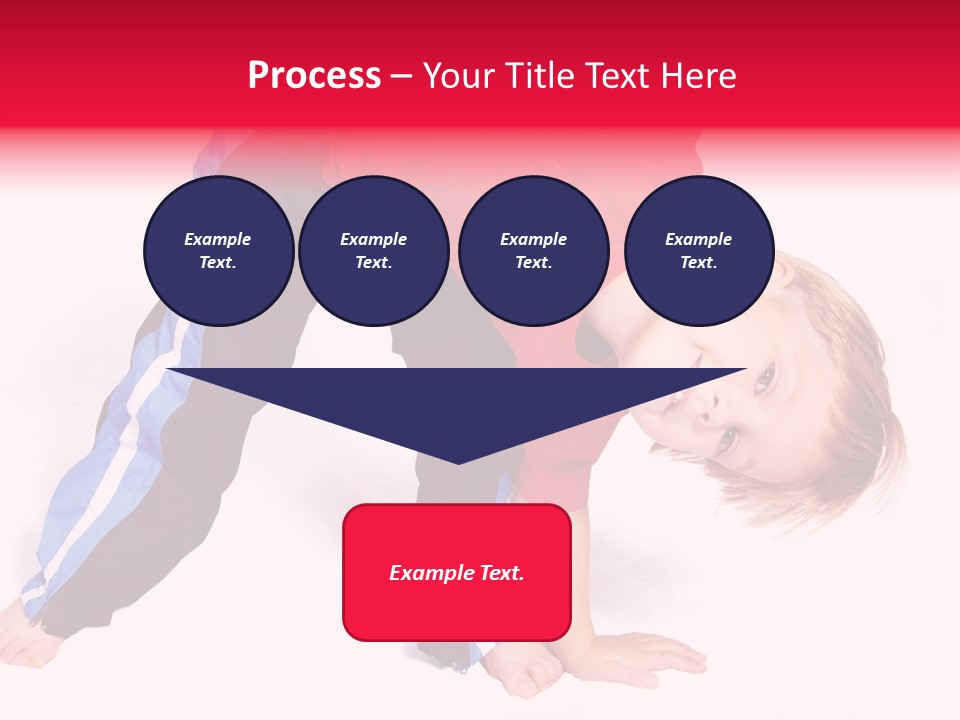 A Cute Four Year Old Boy Wearing Red And Blue Bending Over To Touch His Right Toes. PowerPoint Template