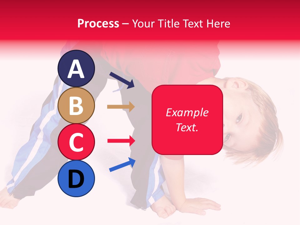 A Cute Four Year Old Boy Wearing Red And Blue Bending Over To Touch His Right Toes. PowerPoint Template