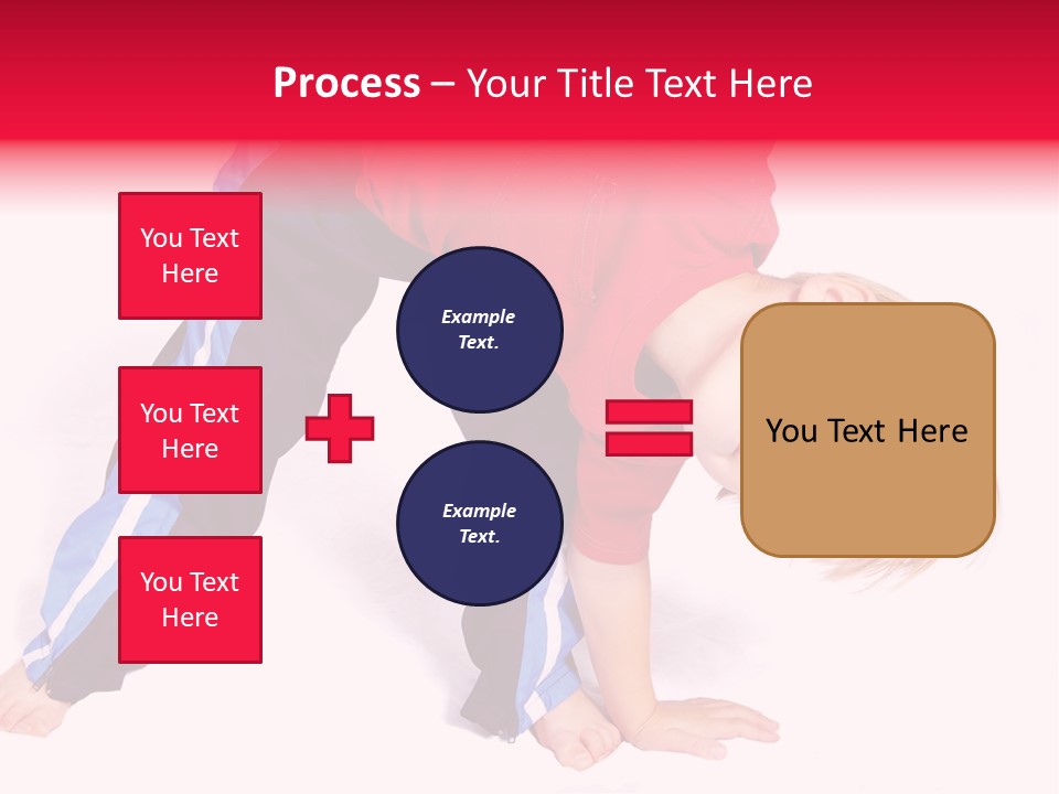 A Cute Four Year Old Boy Wearing Red And Blue Bending Over To Touch His Right Toes. PowerPoint Template