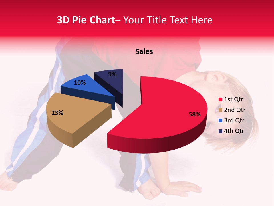 A Cute Four Year Old Boy Wearing Red And Blue Bending Over To Touch His Right Toes. PowerPoint Template