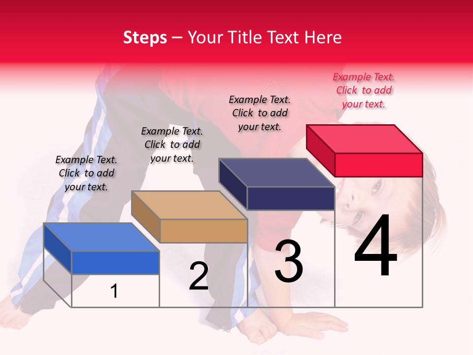 A Cute Four Year Old Boy Wearing Red And Blue Bending Over To Touch His Right Toes. PowerPoint Template