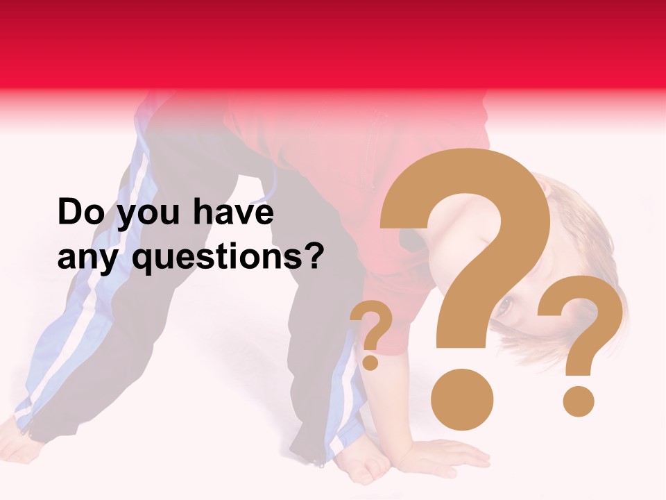 A Cute Four Year Old Boy Wearing Red And Blue Bending Over To Touch His Right Toes. PowerPoint Template