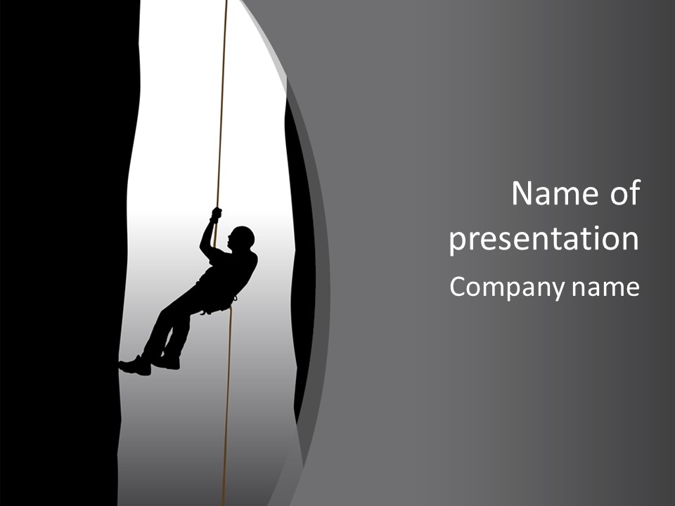 Spelunking Down Into A Dark Deep Cave PowerPoint Template