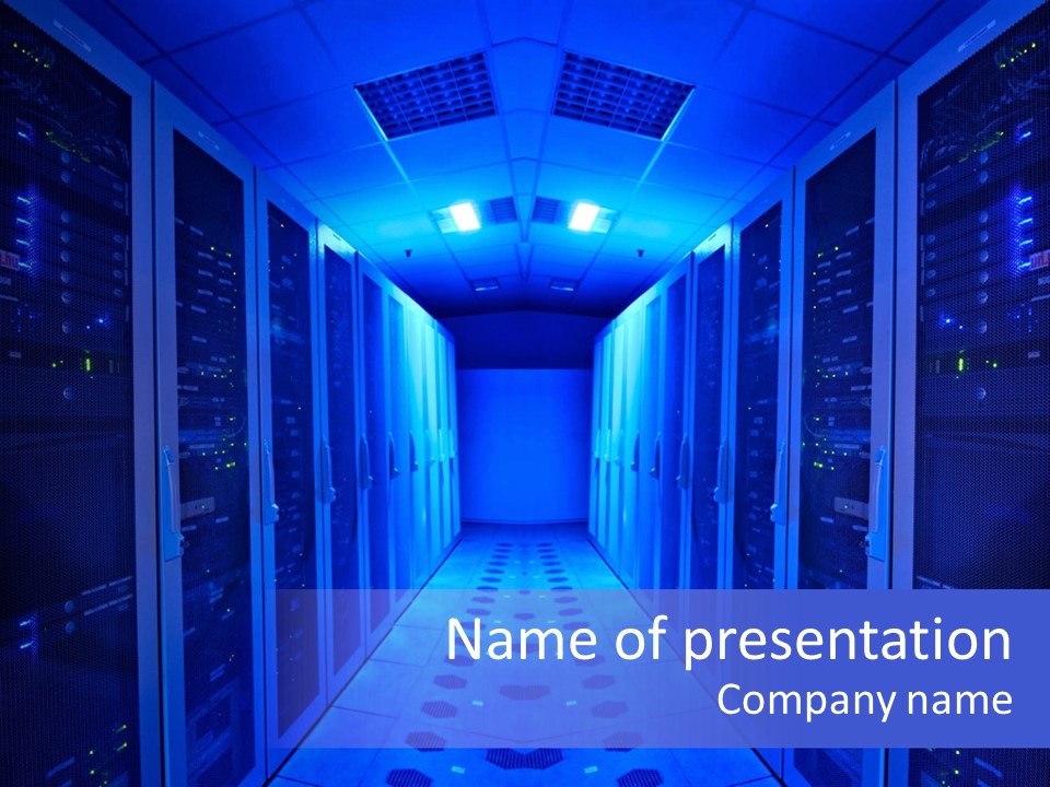 Server Room And Devices PowerPoint Template