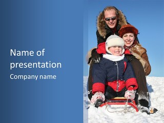 Winter Family With Sled 2 PowerPoint Template