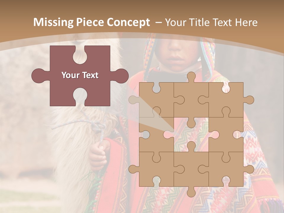 Peruvian Boy In Traditional Dress With Lama At Ancient Ruins In Cusco, Peru. PowerPoint Template