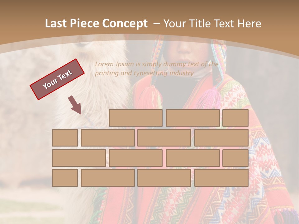 Peruvian Boy In Traditional Dress With Lama At Ancient Ruins In Cusco, Peru. PowerPoint Template