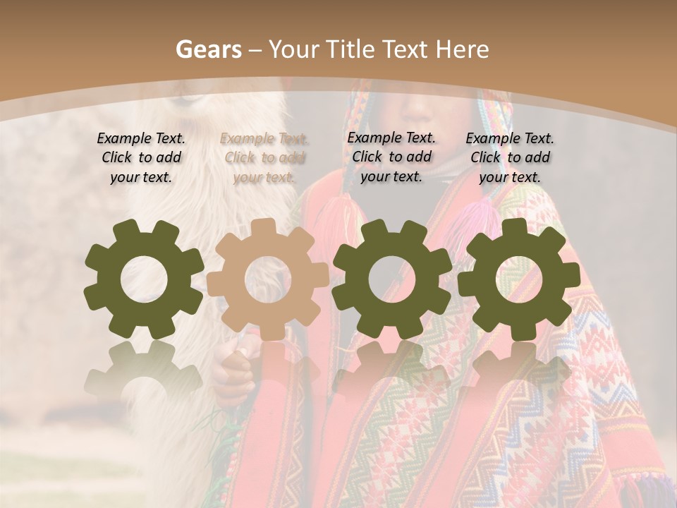 Peruvian Boy In Traditional Dress With Lama At Ancient Ruins In Cusco, Peru. PowerPoint Template