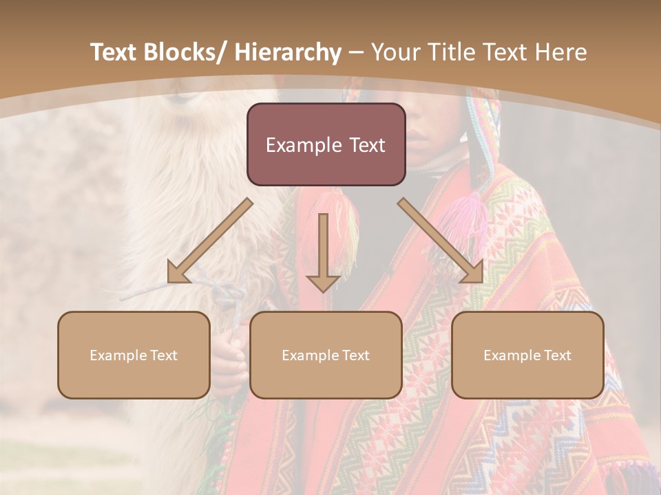 Peruvian Boy In Traditional Dress With Lama At Ancient Ruins In Cusco, Peru. PowerPoint Template