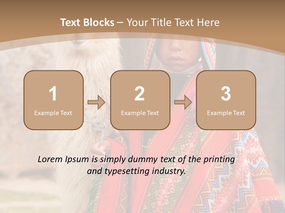 Peruvian Boy In Traditional Dress With Lama At Ancient Ruins In Cusco, Peru. PowerPoint Template