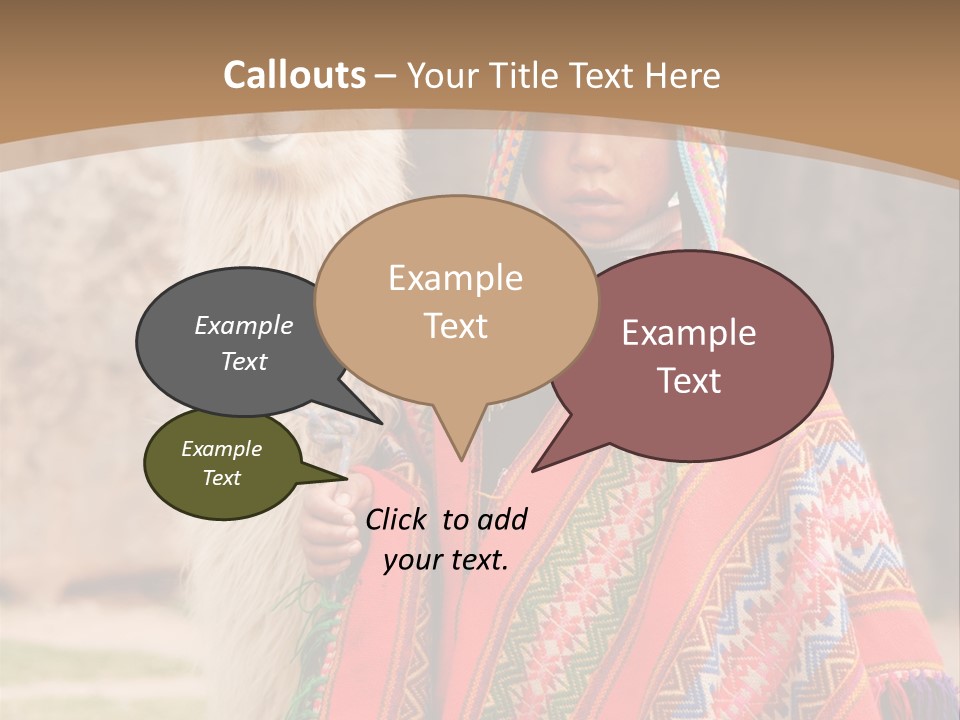 Peruvian Boy In Traditional Dress With Lama At Ancient Ruins In Cusco, Peru. PowerPoint Template