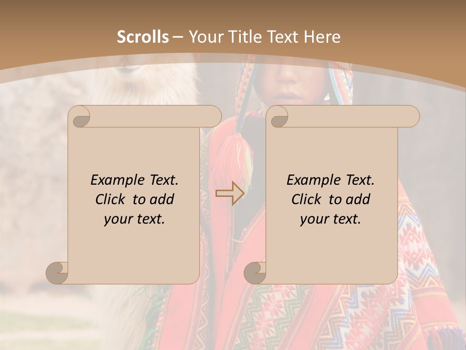 Peruvian Boy In Traditional Dress With Lama At Ancient Ruins In Cusco, Peru. PowerPoint Template