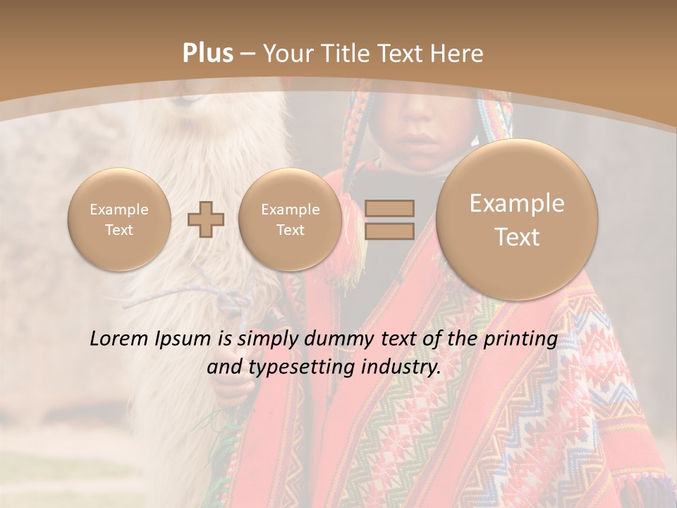 Peruvian Boy In Traditional Dress With Lama At Ancient Ruins In Cusco, Peru. PowerPoint Template