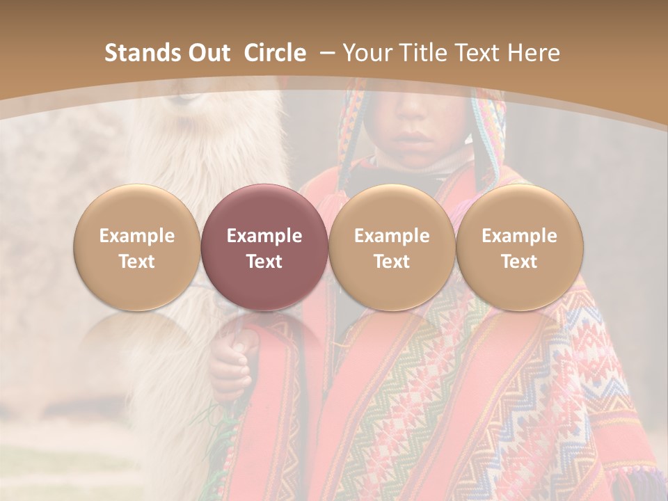 Peruvian Boy In Traditional Dress With Lama At Ancient Ruins In Cusco, Peru. PowerPoint Template