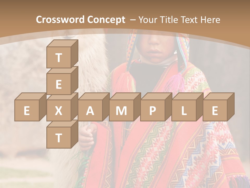 Peruvian Boy In Traditional Dress With Lama At Ancient Ruins In Cusco, Peru. PowerPoint Template