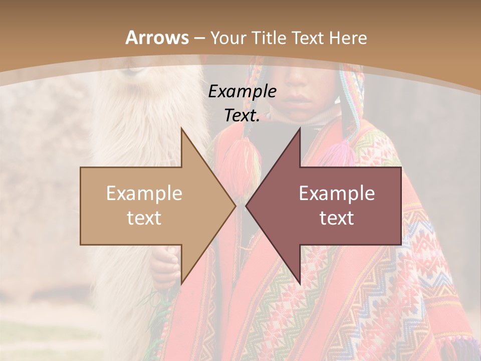 Peruvian Boy In Traditional Dress With Lama At Ancient Ruins In Cusco, Peru. PowerPoint Template