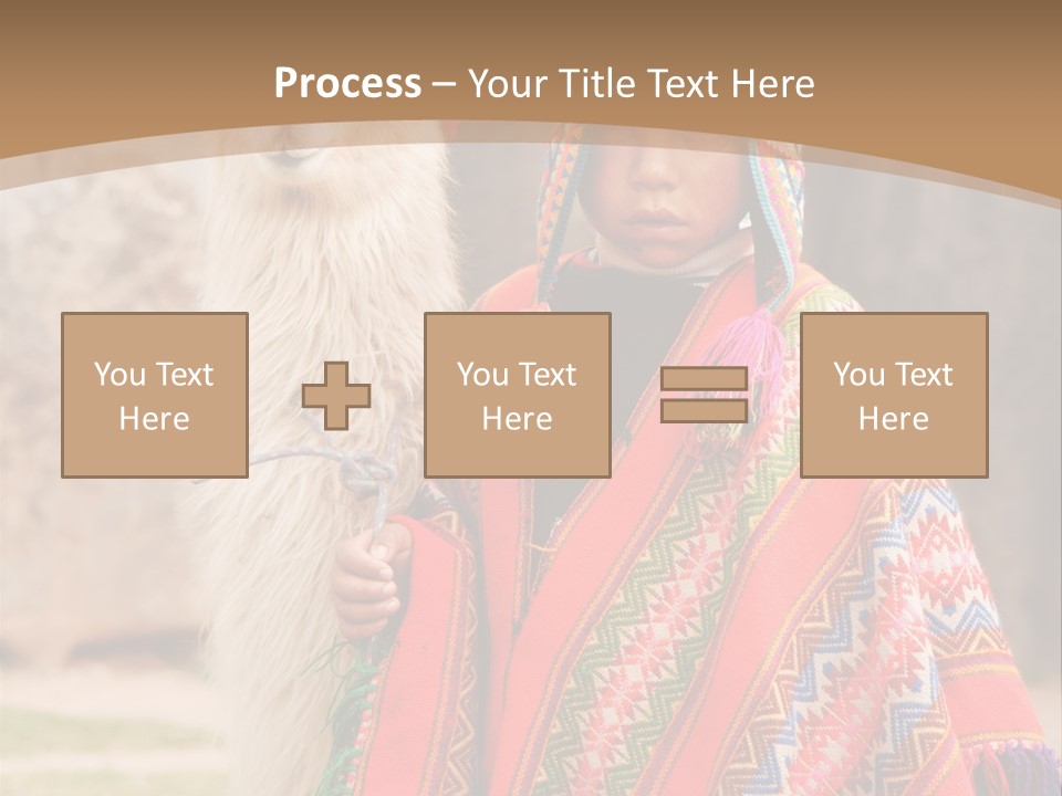 Peruvian Boy In Traditional Dress With Lama At Ancient Ruins In Cusco, Peru. PowerPoint Template