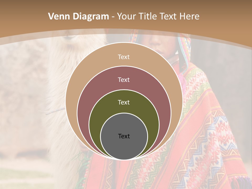 Peruvian Boy In Traditional Dress With Lama At Ancient Ruins In Cusco, Peru. PowerPoint Template