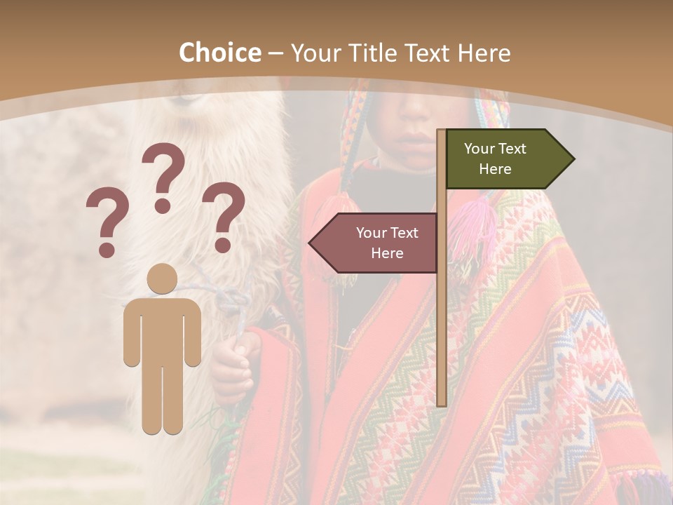 Peruvian Boy In Traditional Dress With Lama At Ancient Ruins In Cusco, Peru. PowerPoint Template