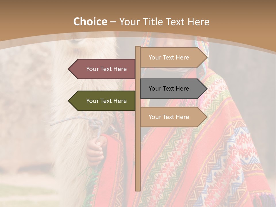 Peruvian Boy In Traditional Dress With Lama At Ancient Ruins In Cusco, Peru. PowerPoint Template