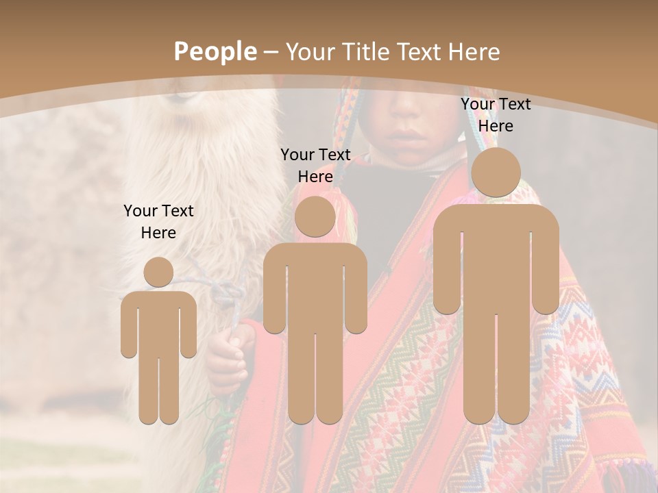 Peruvian Boy In Traditional Dress With Lama At Ancient Ruins In Cusco, Peru. PowerPoint Template