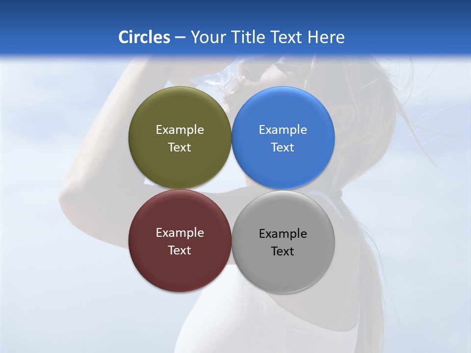 Caucasian Young  Woman Drinking Water On Beach. PowerPoint Template