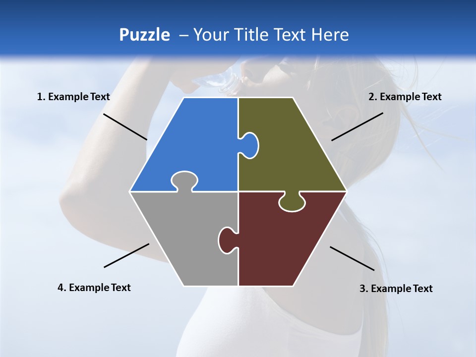 Caucasian Young  Woman Drinking Water On Beach. PowerPoint Template