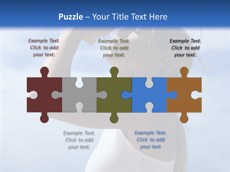 Caucasian Young  Woman Drinking Water On Beach. PowerPoint Template