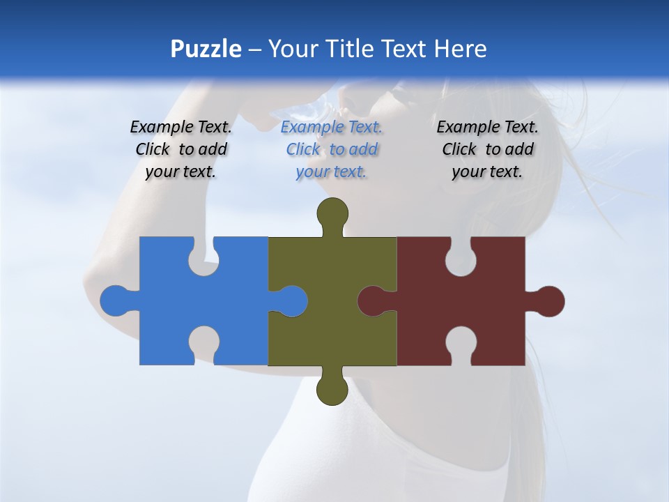 Caucasian Young  Woman Drinking Water On Beach. PowerPoint Template