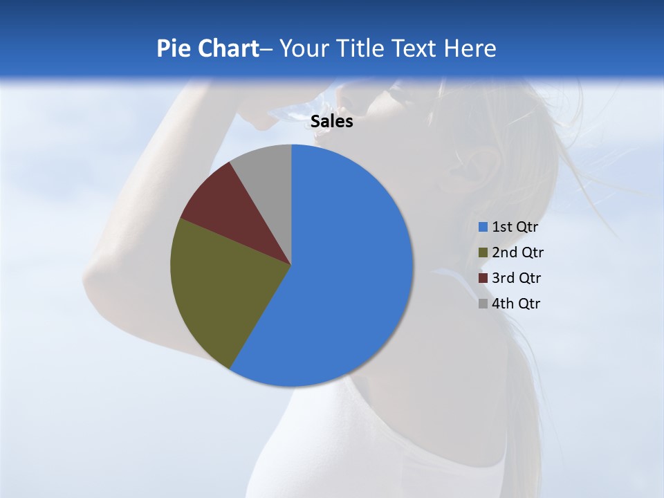 Caucasian Young  Woman Drinking Water On Beach. PowerPoint Template