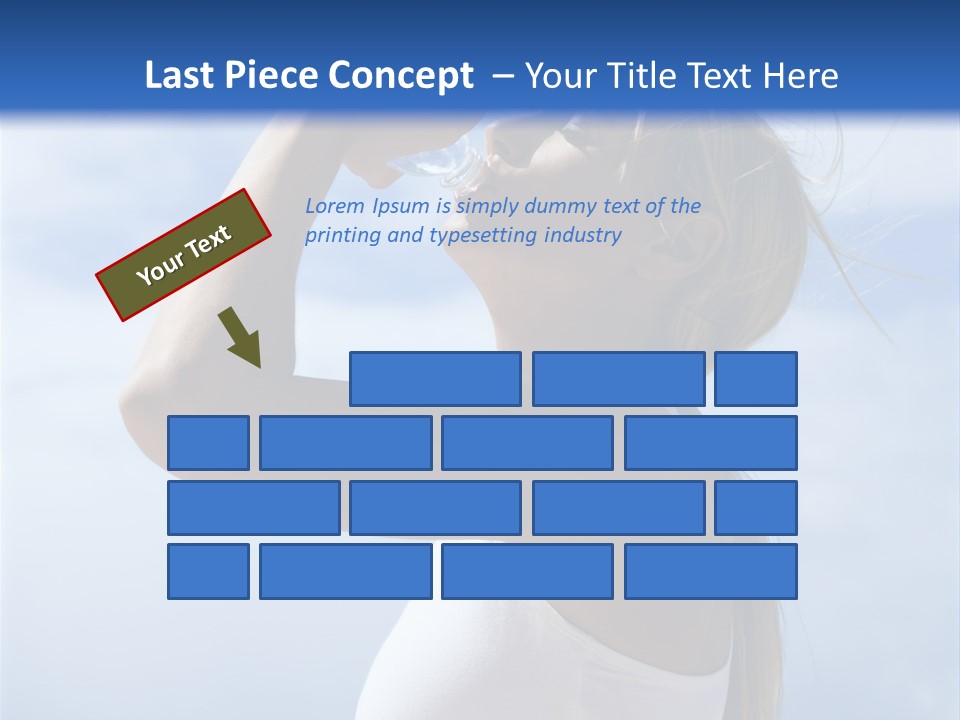 Caucasian Young  Woman Drinking Water On Beach. PowerPoint Template