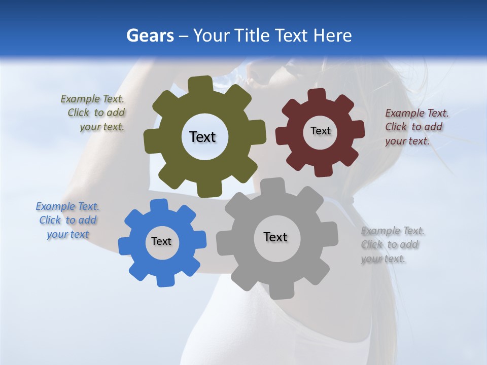 Caucasian Young  Woman Drinking Water On Beach. PowerPoint Template