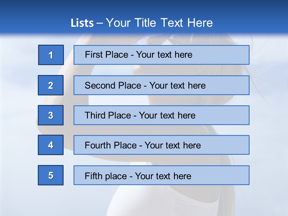 Caucasian Young  Woman Drinking Water On Beach. PowerPoint Template