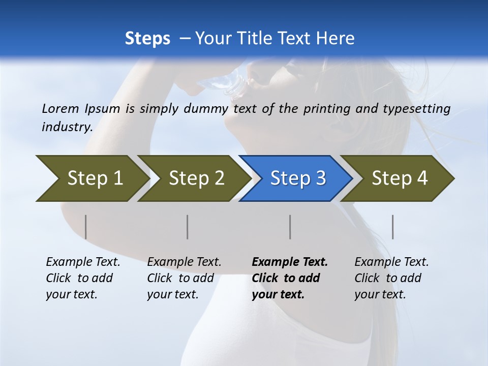 Caucasian Young  Woman Drinking Water On Beach. PowerPoint Template