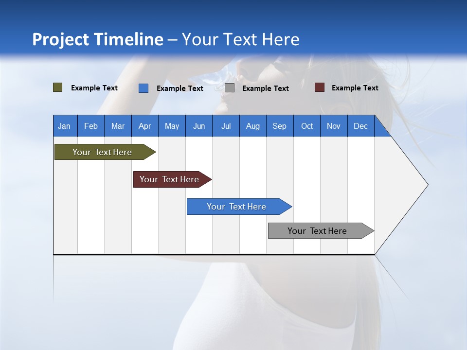 Caucasian Young  Woman Drinking Water On Beach. PowerPoint Template