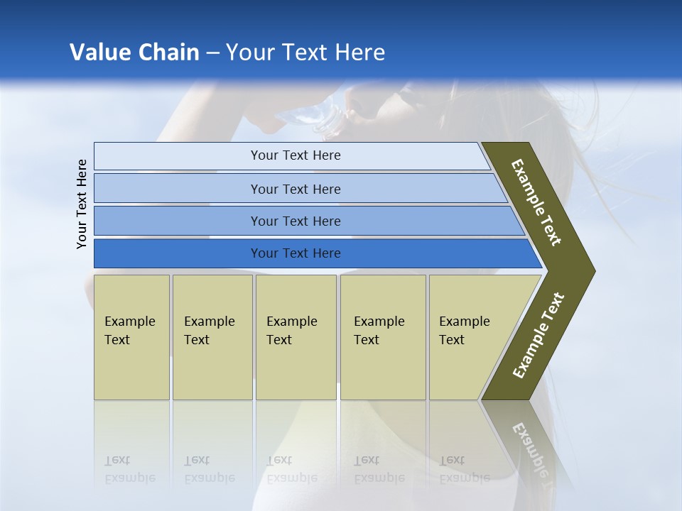 Caucasian Young  Woman Drinking Water On Beach. PowerPoint Template
