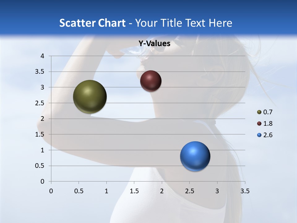 Caucasian Young  Woman Drinking Water On Beach. PowerPoint Template