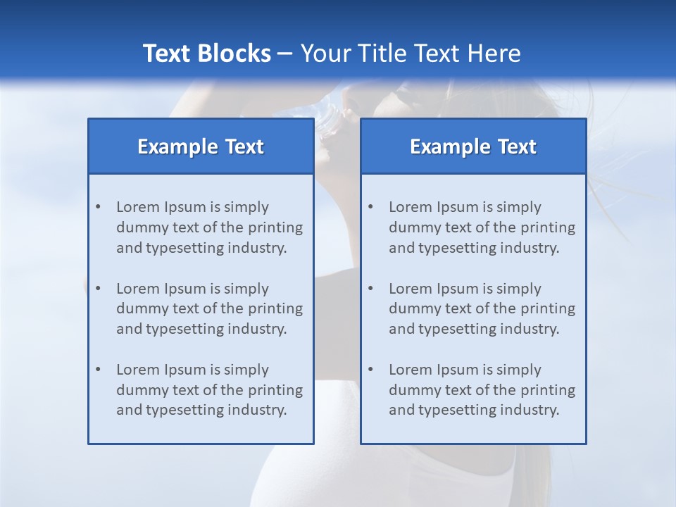 Caucasian Young  Woman Drinking Water On Beach. PowerPoint Template