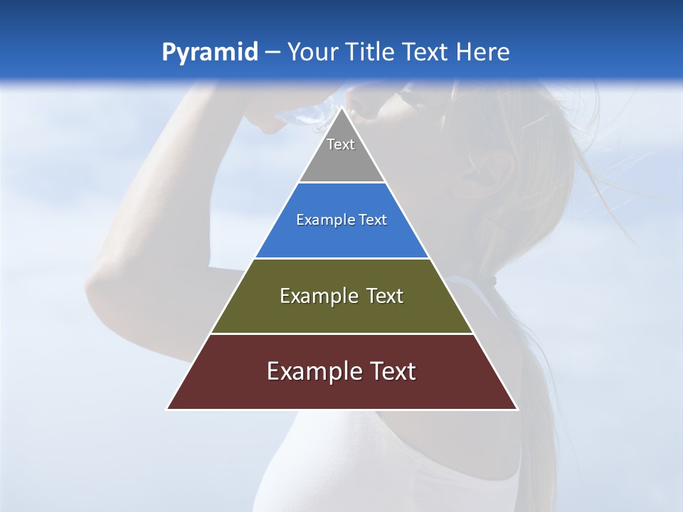 Caucasian Young  Woman Drinking Water On Beach. PowerPoint Template