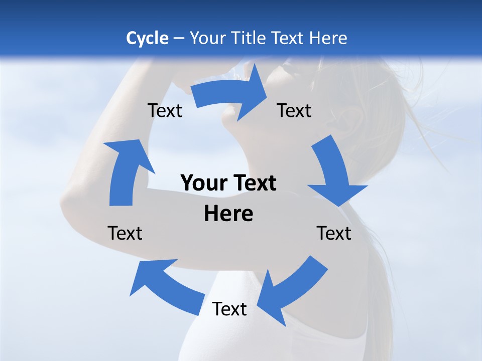 Caucasian Young  Woman Drinking Water On Beach. PowerPoint Template