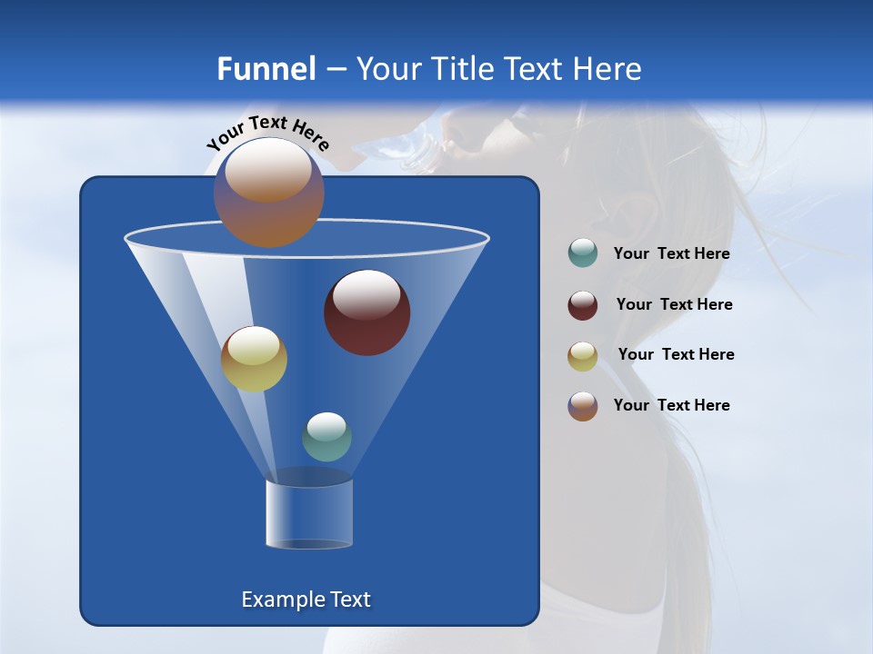 Caucasian Young  Woman Drinking Water On Beach. PowerPoint Template