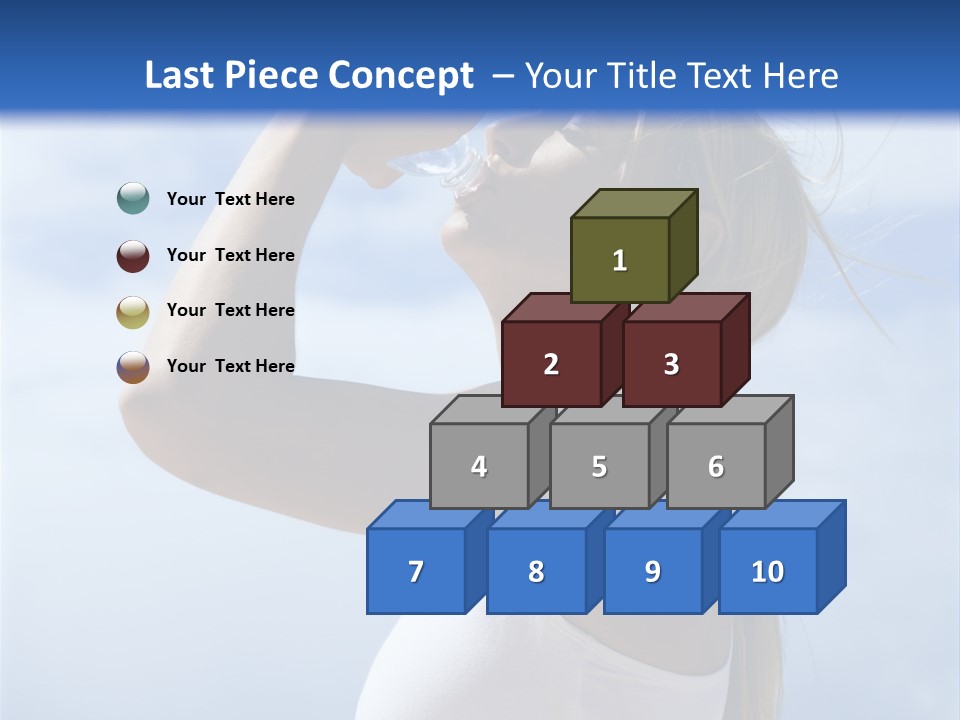 Caucasian Young  Woman Drinking Water On Beach. PowerPoint Template