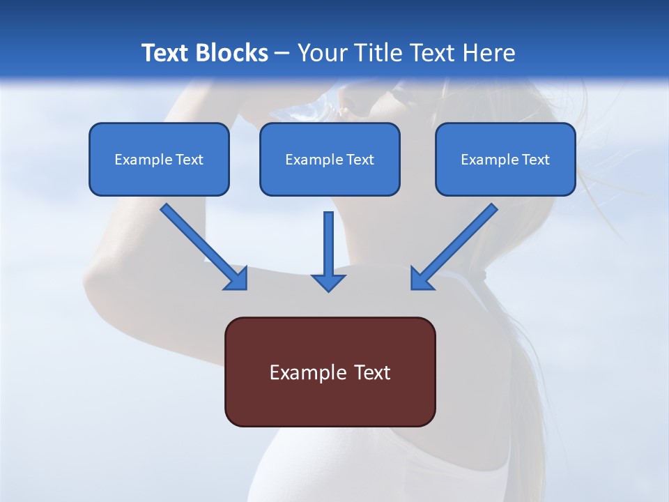 Caucasian Young  Woman Drinking Water On Beach. PowerPoint Template